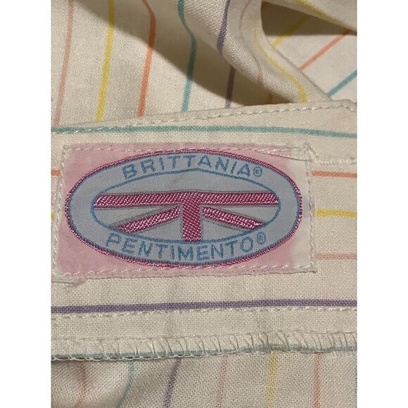 NWT Vintage Brittania Pentimento Cotton Pastel Rainbow Stripe Straight Leg Pants - Picture 8 of 10